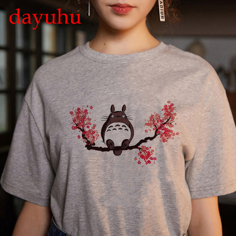 Totoro estúdio ghibli harajuku kawaii t camisa feminina ullzang espírito afastado tshirt engraçado dos desenhos animados camiseta bonito anime topo camiseta feminino