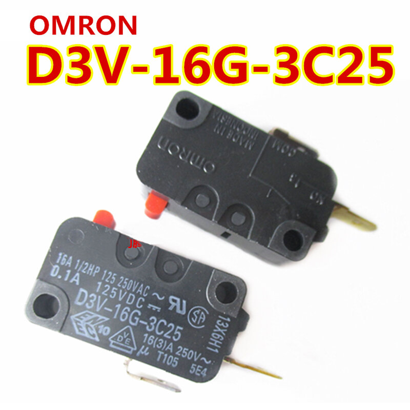 Original Omron D3V-16-3C25 .187" Microswitches Arcade PushButton Joystick 2 Terminals Replacement Microswitch 16A 250VAC 0.250IN