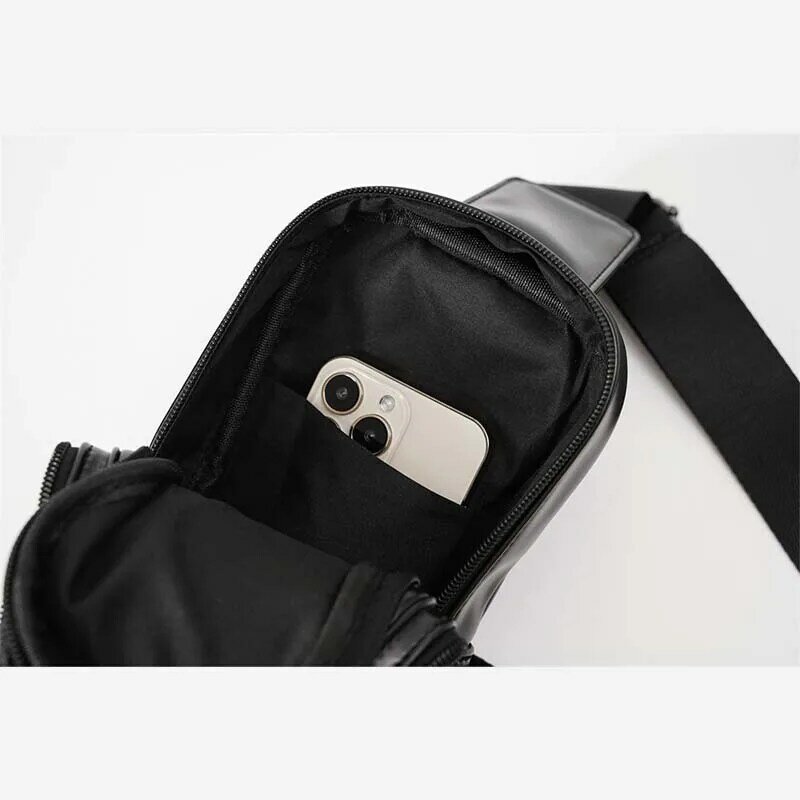 Fashion Alligator Pattern Chest Bags For Men belt pouch Sling Side Men's Bags Solid Black Pu Leather Men Bags Shoulder Crossbody
