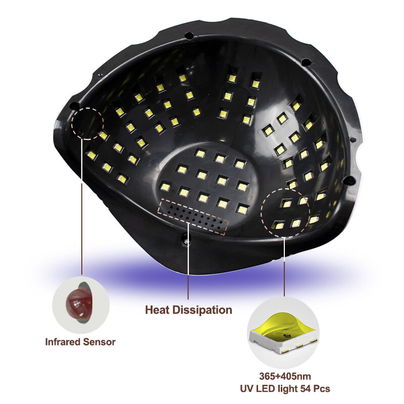 Lampe UV LED 54LED pour manucure, avec écran LCD, capteur automatique intelligent, réglage à quatre minuterie, utilisation en salon, équipement d'art des ongles