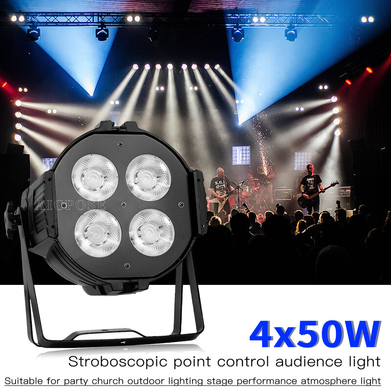 2Pcs/Lots 200W COB Stage Strobe Light 4x50W LED Par Warm White/Cool White DMX Aluminum Par Light DJ Disco Christmas Stage Show