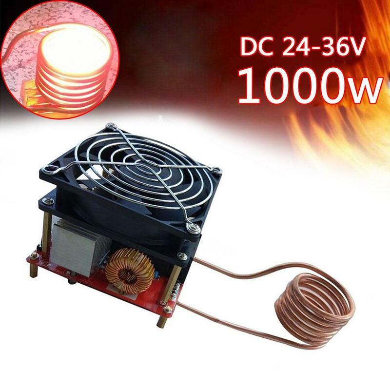 Preto e vermelho 1000w kit placa de aquecimento por indução zvs tubo cobre aquecedor bobina diy fogão ignição