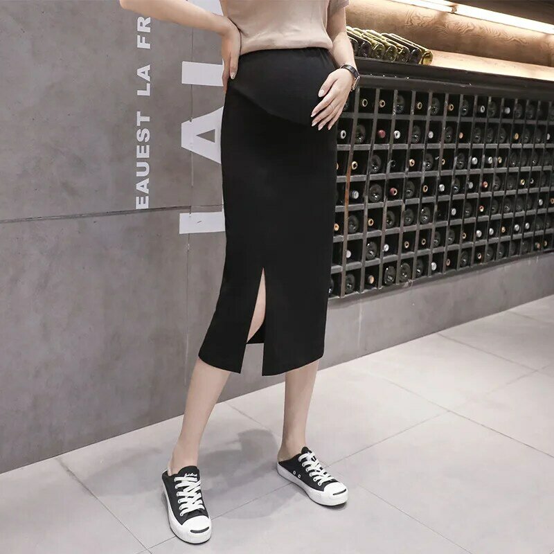 Summer Side Opening Maternity Skirts Pregnant Women Clothes Abdominal High Waist Skirt Pregnancy Casual Slim Package Hip Skirt