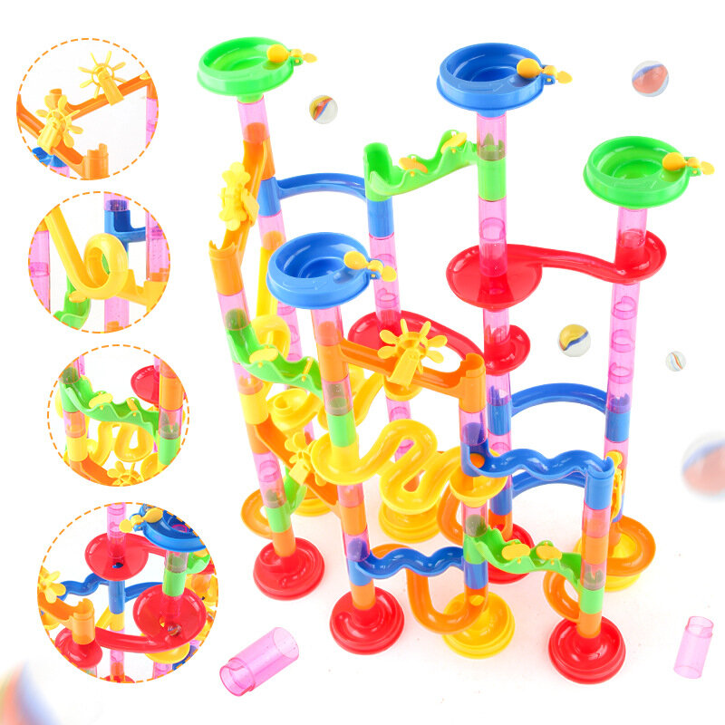Puzzle dla dzieci utwór piłka DIY rurociągi klocki szklany koralik marmur wyścig Run edukacyjne zabawki grupy gier