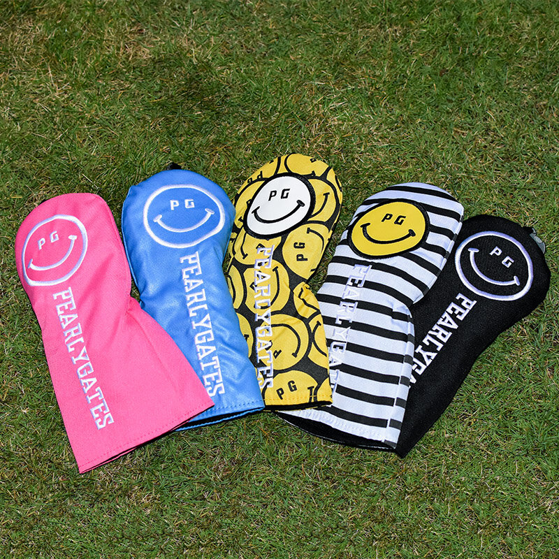 PG Smiley – couvre-tête pour club de Golf, housse de tête complète en velours et nylon, pour conducteur, fairway, fer, bois, plusieurs couleurs