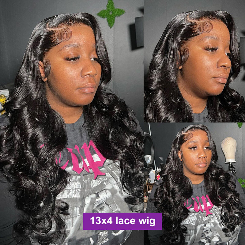 Wig 13x4 renda transparan rambut manusia Wig tubuh gelombang sebelum dipetik 360 Wig Frontal Lace Brazilian Wig rambut manusia Remy Bling