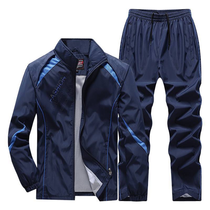 メンズトラックスーツスポーツウェアは新ファッション男性アクティブスーツ春秋服2pcジャケット + パンツアジアサイズL-5XL