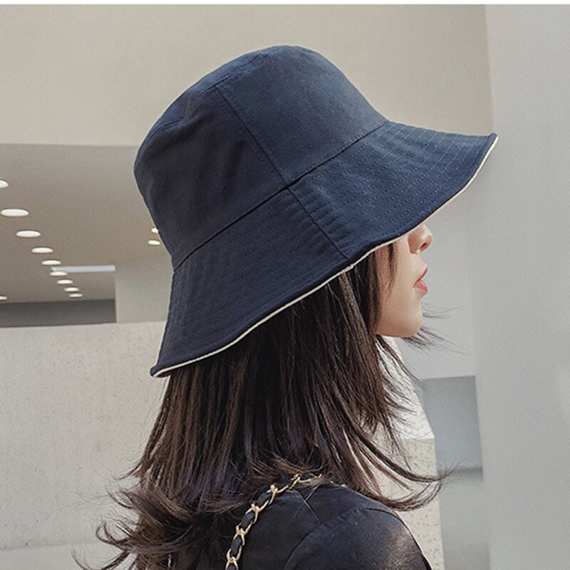 مع شعار المرأة الصيف موضة اثنين من لهجة قبعة مزدوجة من جانب يمكن ارتداؤها قبعة السفر في الهواء الطلق ظلة الشمس قبعة عادية قبعة