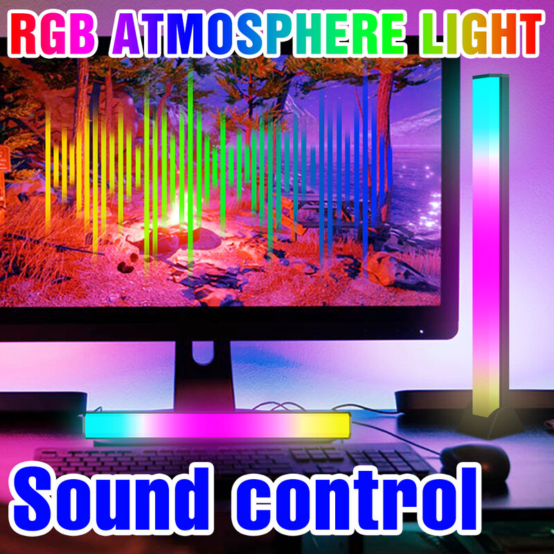LED 나이트 라이트 픽업 리듬 라이트 RGB 음악 사운드 컨트롤 네온 램프 홈 인테리어, 침실 야간 램프 LED 분위기 라이트