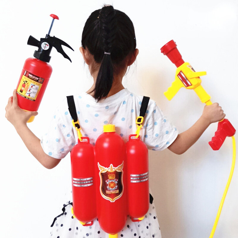 Pistola de agua para niños, mochila de bombero, boquilla de agua, extintor, juguete de bombero, juguete de playa al aire libre