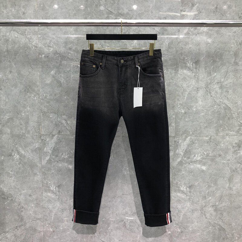 TB THOM – jean doux pour hommes, Pantalon Streetwear en Denim de qualité, Slim, extensible, Vintage, noir