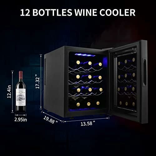 병 와인 쿨러 냉장고, 컴팩트 미니 와인 냉장고, 디지털 온도 제어, 조용한 작동, 열전 칠레