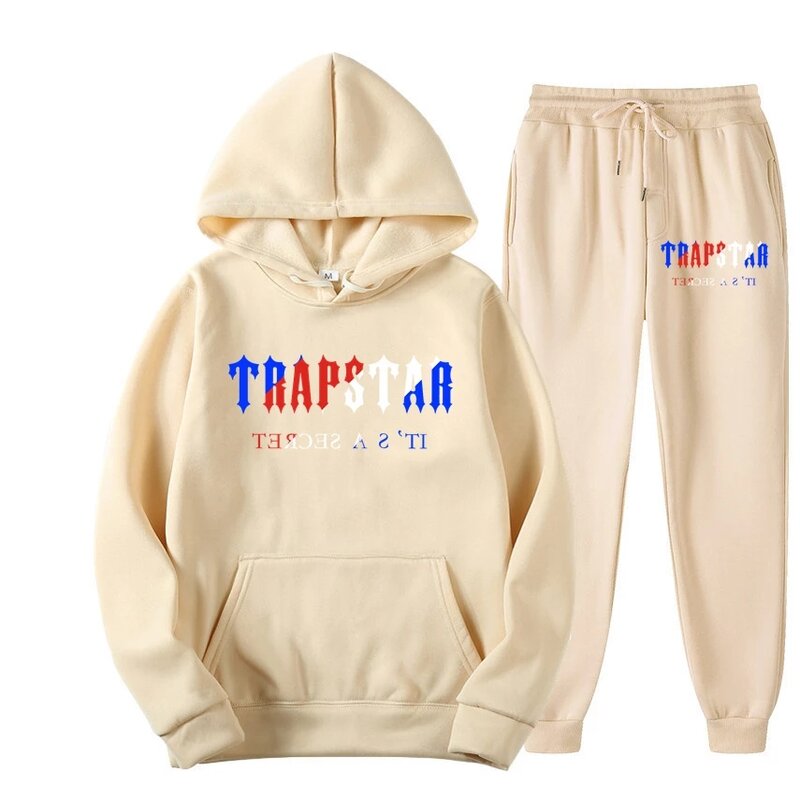 TRAPSTAR-chándal de marca para hombre, ropa deportiva estampada, conjunto cálido de dos piezas, sudadera holgada con capucha y pantalones, para correr
