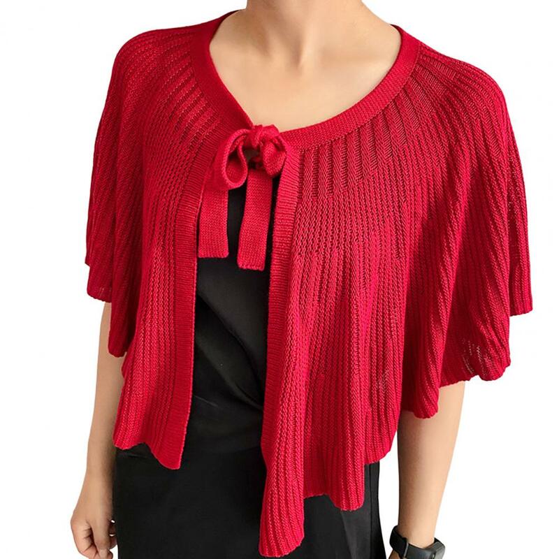 Shirt Fake Collars for Women Hollow Out Knitted Shawl Front Lace-up Shirt Fake Collar Shoulders Small Shawl Clothing Accessories