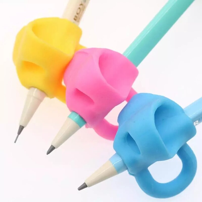 3pcs Two-Finger Pen Holder Silicone Baby Learning Writing Tool Correction Device Pencil Set Stationery Correct Finger Position