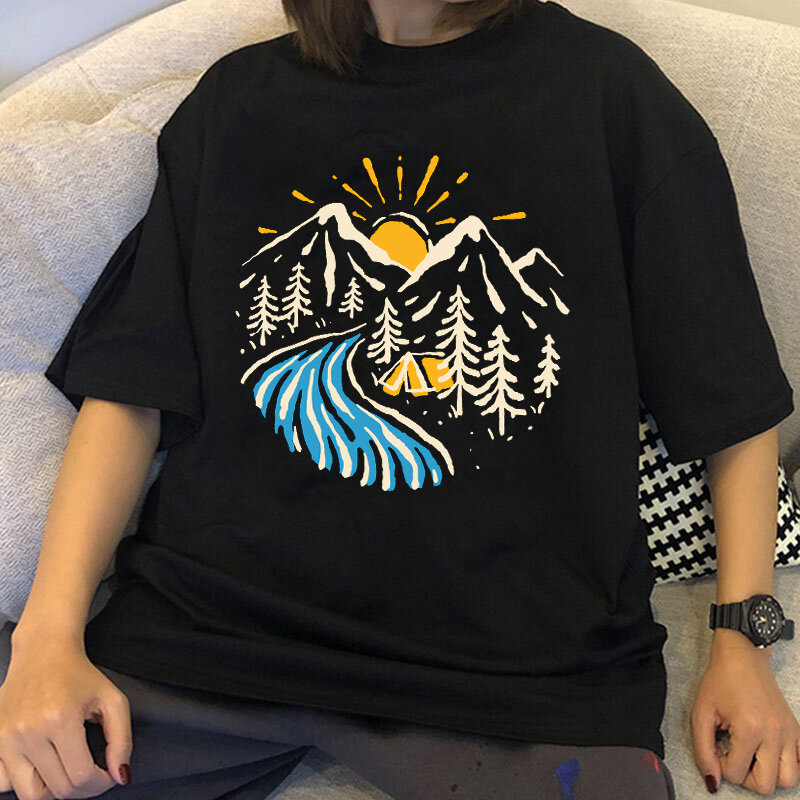 Letnia koszulka damska góry wydruk graficzny z krótkim rękawem T-shirt w za dużym rozmiarze Harajuku Tee koszula luźne 90s Ulzzang Streetwear topy