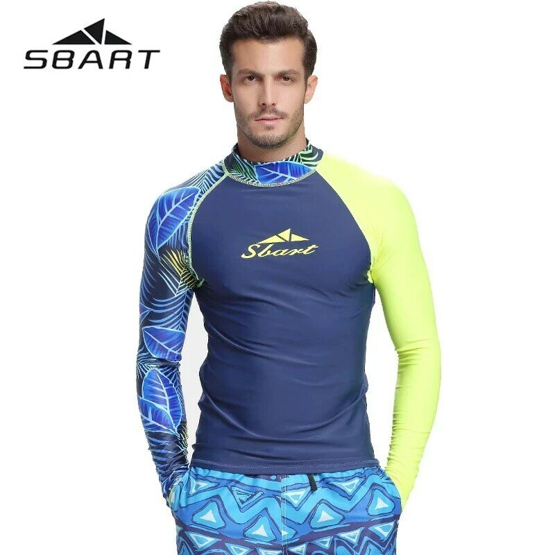 Sbart Men Rash Guard Surfing Diving Suits Swimwear Long Sleeve Suit Swim Floatsuit Tops UV Swimming RashGuard Prevent Jellyfish