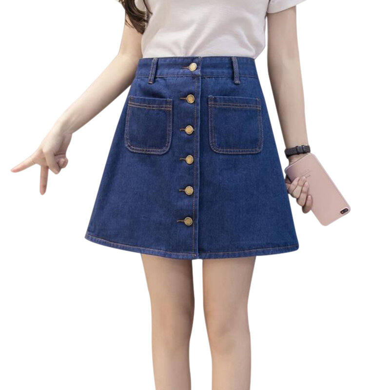 Mini jupe en jean à taille haute pour femmes, en Denim, demi-corps, décontractée, été