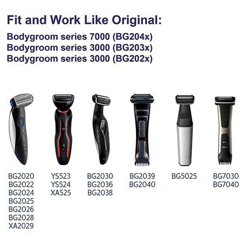 6 pacote cabeça de barbear aparador de substituição para bodygroom bg 2024 - 2040 s11 ys2 yss3 series com escova