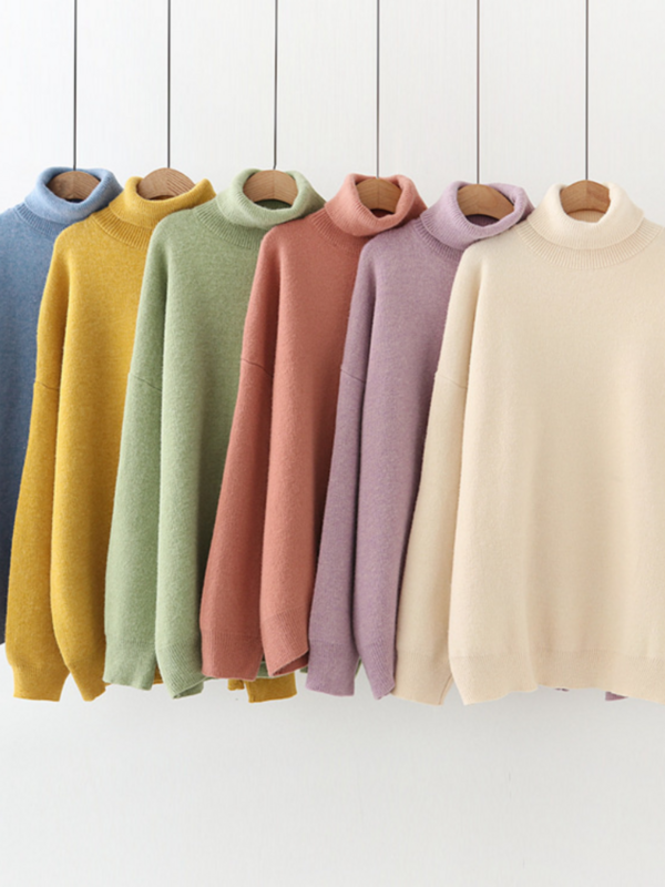 Maglioni dolcevita da donna H.SA maglione in Cashmere Pullover caldo spesso 2021 maglione lavorato a maglia oversize morbido maglioni da donna coreani