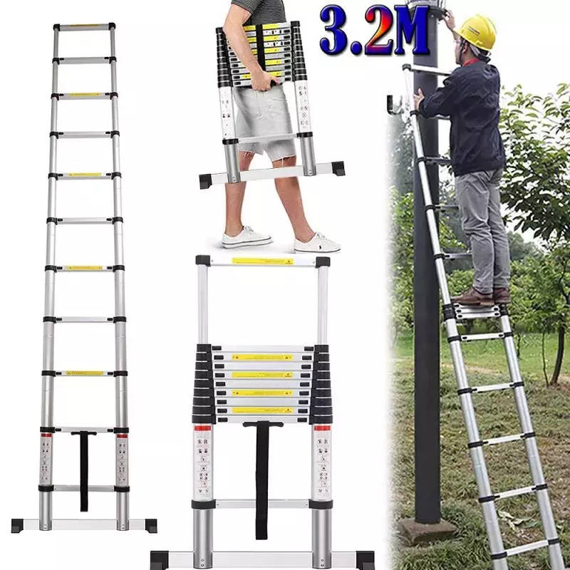 2/2.6/3.6/3.8/4.1/4.7/5M Ladder Legering Aluminium Vouwen Intrekbare Telescopische Extension Visgraat Ladder Thuis Gereedschap Hwc