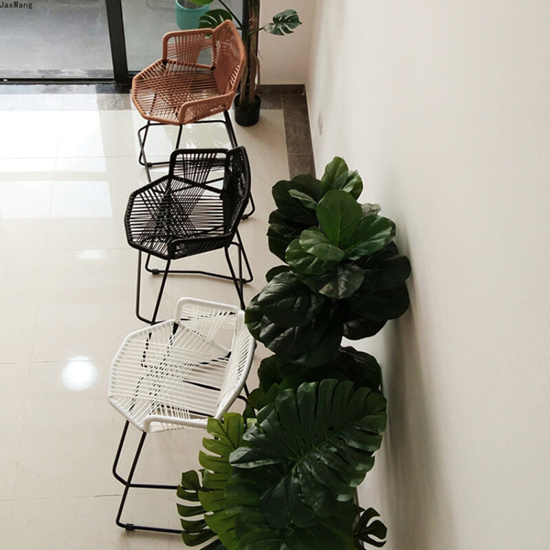 Sgabello nordico sedie da pranzo moderne minimaliste piedi salotti sedia in Rattan schienale per il tempo libero mobili creativi per la casa semplici
