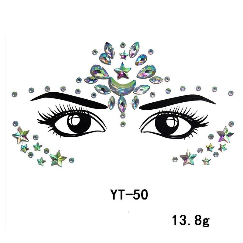 Masquerade brilhante rosto decoração 3d cristal adesivos festival de música na moda brilhante acrílico broca adesivo tatuagem temporária
