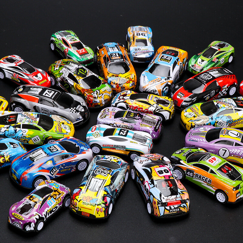 Posinko 1 pçs liga pequeno carro puxar brinquedos de carro cor aleatória metal brinquedo modelo de carro para crianças meninos meninas presentes