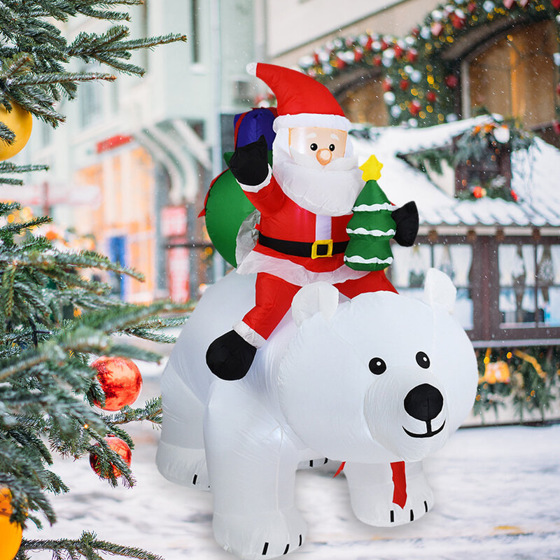 Aufblasbare Santa Claus Reiten Polar Bär 2M Weihnachten Aufblasbare Spielzeug Puppe Indoor Outdoor Garten Weihnachten Dekoration Navidad geschenke