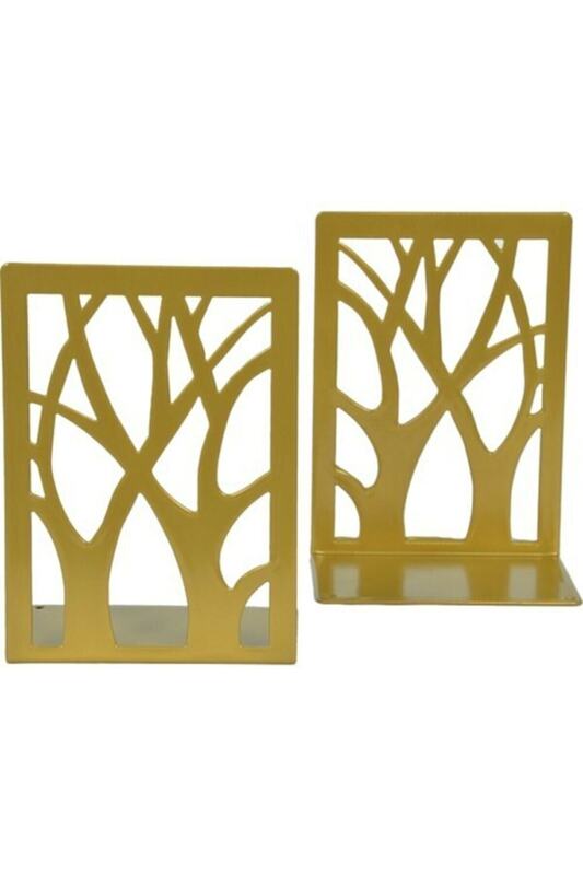 Árvore padrão de metal livro suporte & livro suporte & casa e escritório acessórios decorativos (2 conjunto) ouro