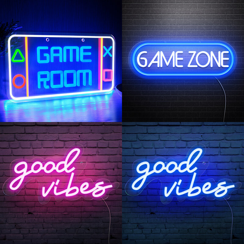 Led เกม Room ป้ายนีออนดี Vibes หรี่แสงได้นีออนไฟสำหรับห้องนอนเกม Zone Gaming Decor Room Decor เด็กวัยรุ่นของขวัญเด็ก
