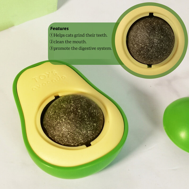 Avocado-キャットニップ製の360 ° 回転ボール玩具,ニップルボール,アナチュラルボール,キャットニップソーイングスティック,tiger用品