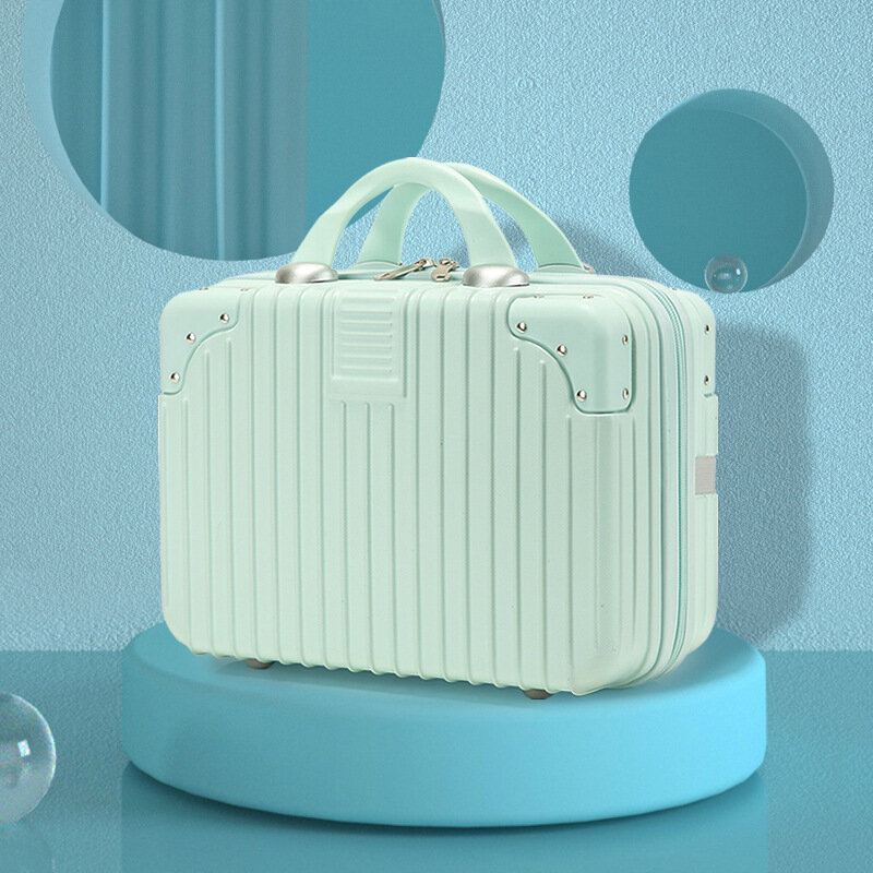 14 zoll Kleine Koffer Kosmetische Gepäck Gepäck frauen Leichte Leder Koffer Mini Storage Box