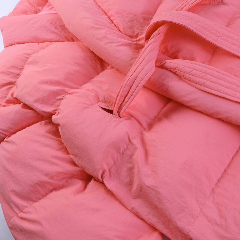 ジャケットとベルト付きの女性用ピンクのコート,カジュアル,アウターウェア,暖かいパーカー,秋冬,清算,コレクション2022