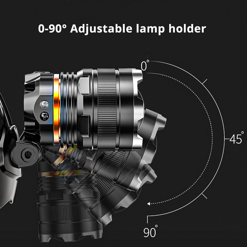 XHP50-luces superbrillantes para exteriores, Faro de alta potencia con Sensor, linterna recargable por USB, luz de pesca