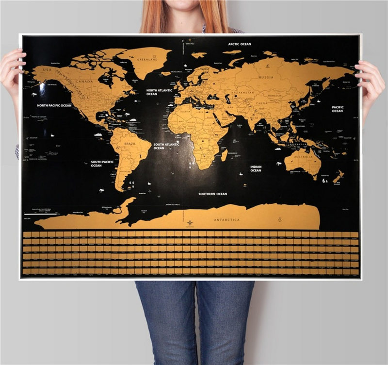 Deluxeワールドマップヴィンテージポスタートラベルウォールステッカーレトロペインバーカフェプリント写真スクラッチ世界地図ヨーロッパスクラッチマップ