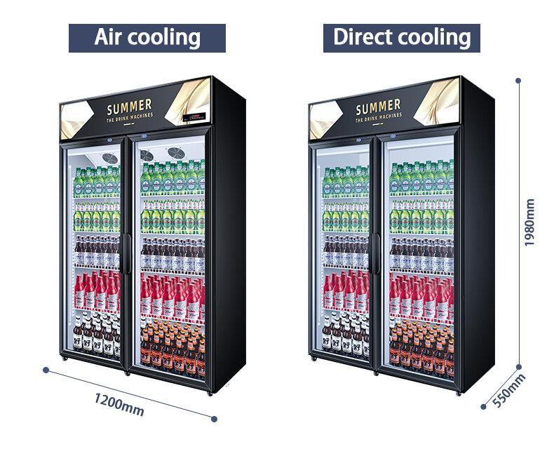 Commercial Frost-Free Vertical Large-Capacity Fruit Preservation Beverage Refrigerated Single and Double Door Display Cabinet