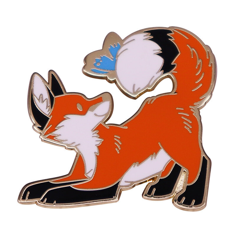 A1118 Fall Fox Enamel Pin Autumn Leaves Leaf Nature Brooches Bag Lapel Pin Cartoon Animal Badge Jewelry Gift for Kids Friends