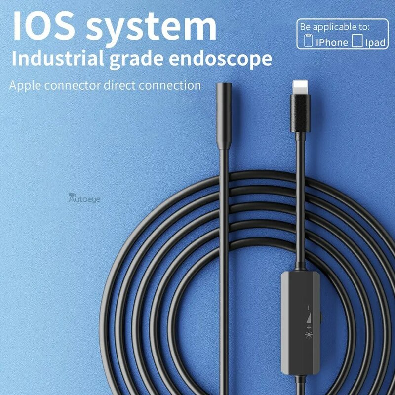 Endoscope Camera 8MM For iPhone APPLE Lightning Cars Endoscopic IP68 Waterproof 8 LEDs Borescope Inspection iPhone14 iPad iOS