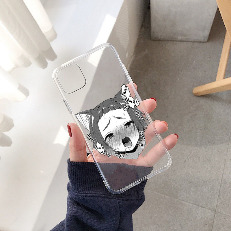 Hentai anime menina enfrenta caso de telefone para o iphone se 2020 6s 7 8 11 12 13 mini plus x xs xr pro max transparente arte escudo pintura
