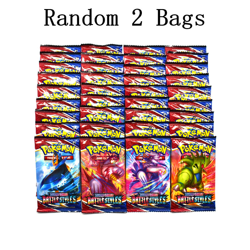 Caja de cartas de Pokémon TCG, juguetes coleccionables de juego de cartas comerciales sellados, estilos de batalla Sword & Shield, bolsa de refuerzo, 36 bolsas, 360 piezas