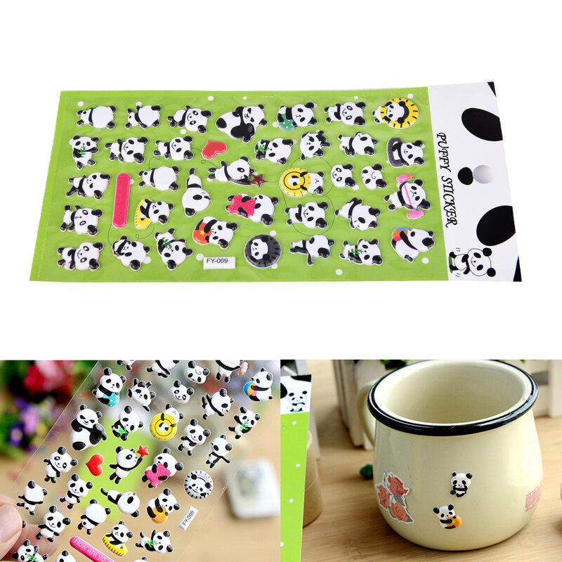 1Pc Sticky Leuke Panda 3D Bubble Sticker Decoratie Decal Diy Dagboek Album Scrapbooking Kawaii Stickers Briefpapier