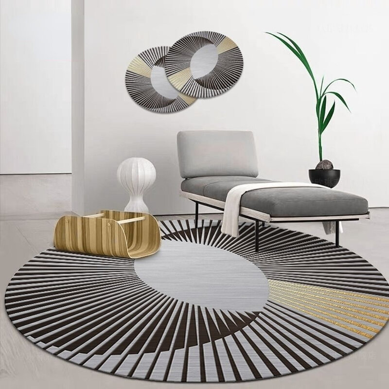 Alfombra redonda abstracta europea para sala de estar, mesa de centro, cesta colgante, mesa de ordenador, estera de suelo, manta de cabecera para dormitorio