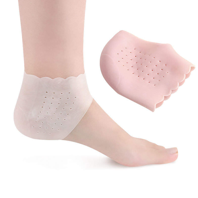 Chaussettes de soins en Silicone pour pieds, 2 pièces, Gel hydratant, chaussettes à talon fin avec trou, protège-pieds fissurés, couverture de talon en dentelle
