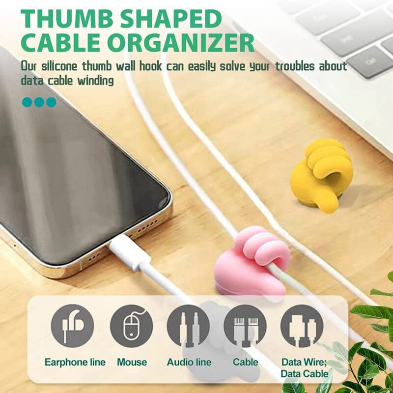 14 Pcs Silicone Thumb Wall Hook Creative Self Adhesive Multifunctional Thumb Wall Hook For Storing Data Cables/Earphones