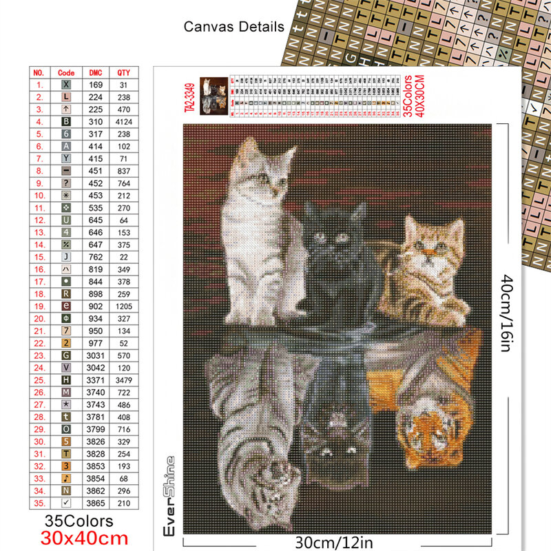 Evershine 5D 다이아몬드 페인팅 고양이 풀 스퀘어 다이아몬드 자수 동물 반사 사진 라인 석 모자이크 홈 장식