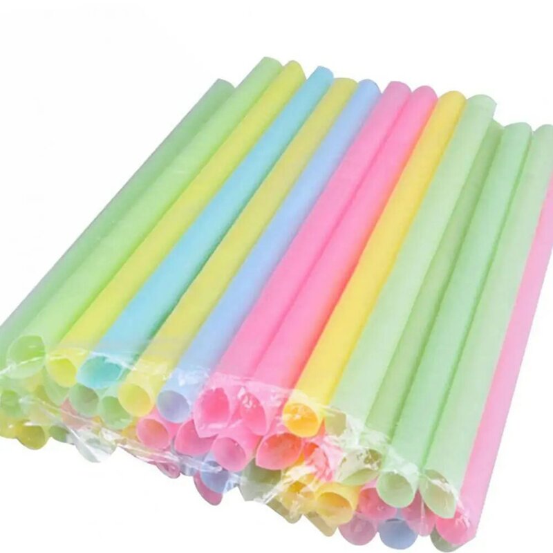 100Pcs Big Tube Disposable Juice Straws Colorful Milktea Drinking Straws Party Birthday Supplies kitchen Black Party Supplies
