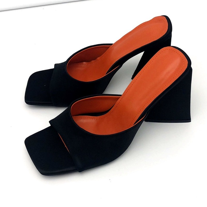 Сандалии женские из специального материала, обувь на высоком толстом каблуке 10,5 см, тапочки для вечевечерние НКИ и ночного клуба, летние