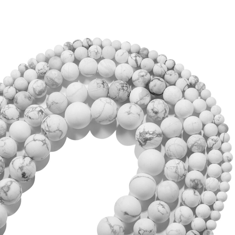 200PCS Matte Howlite 8MM Runde Perlen für DIY Herstellung Von Schmuck Halskette Energie Healing Ungeschliffen Edelstein Lose Weiß Türkis