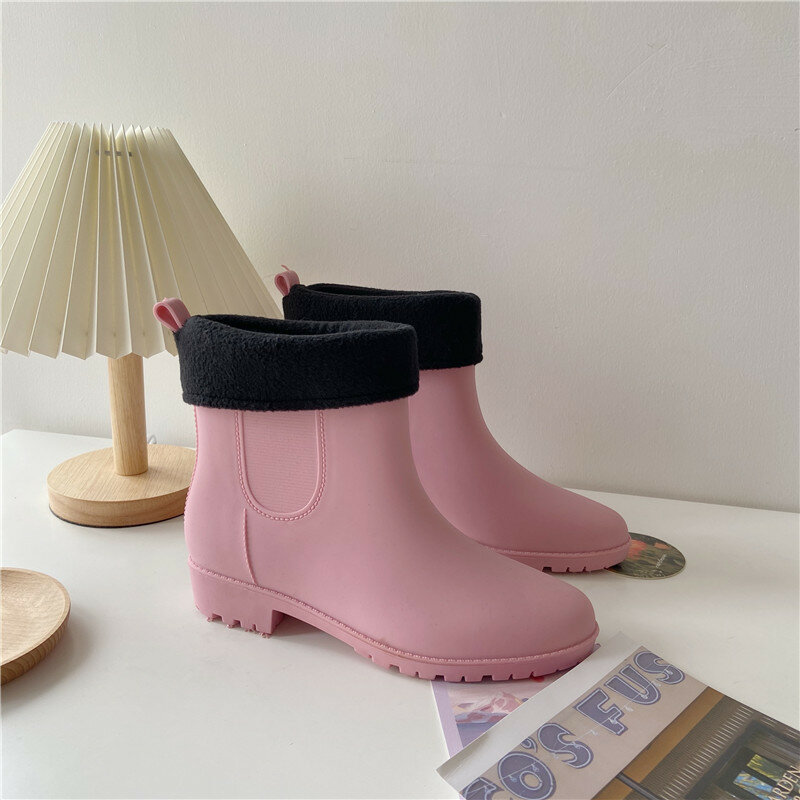 Sepatu Bot untuk Wanita Sepatu Bot Hujan Luar Hangat Kerja Tahan Air Sepatu Bot Hujan Pendek Wanita Dewasa Sepatu Bot Antiselip Plus Sepatu Bot Air Beludru